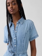 Denim Tie-Waist Midi Shirtdress