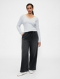 High Rise Pull-On Wide-Leg Jeans
