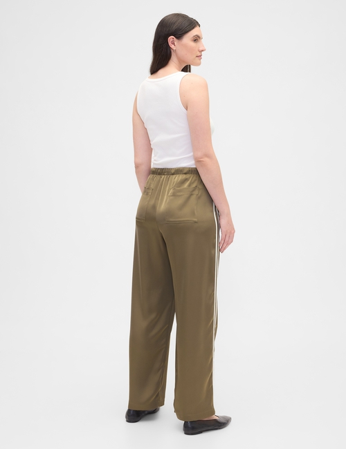 Relaxed Straight-Leg Stripe Satin Pants