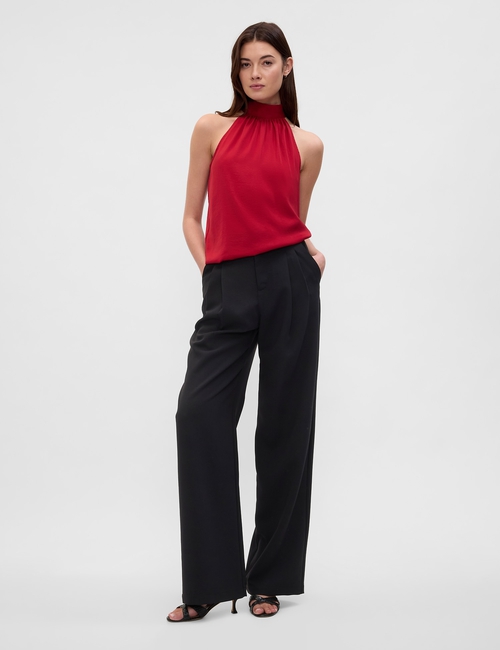 Satin Tie-Back Halter Top