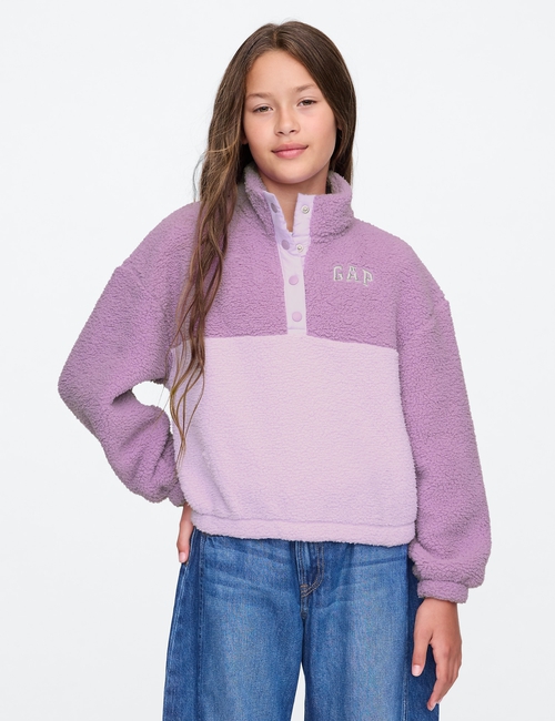 Kids Recycled Relaxed Sherpa Quarter-Snap Sweatshirt