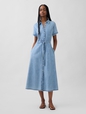 Denim Tie-Waist Midi Shirtdress
