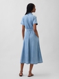 Denim Tie-Waist Midi Shirtdress