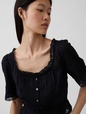 Lace-Trim Peplum Top