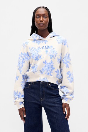 VintageSoft Crop Logo Hoodie