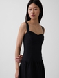 Linen-Blend Drop-Waist Corset Maxi Dress