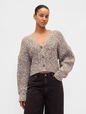 Cotton-Blend Crop Cardigan Sweater