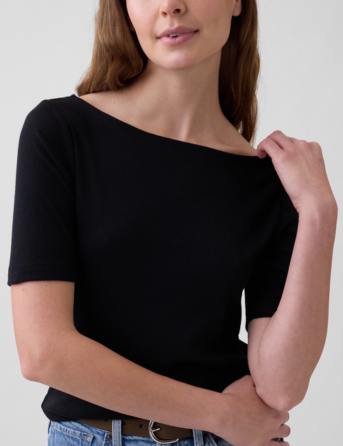 Modern Ribbed Boatneck T-Shirt