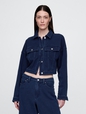 French Terry Cropped Icon Denim Jacket