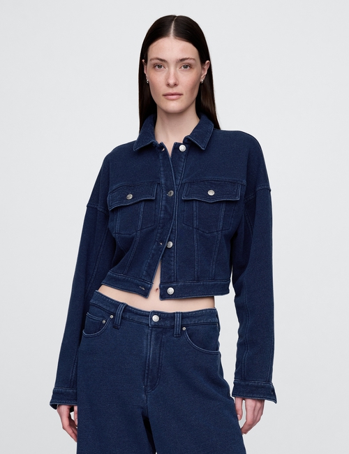 French Terry Cropped Icon Denim Jacket