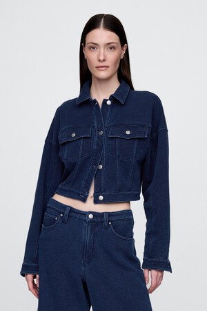 French Terry Cropped Icon Denim Jacket