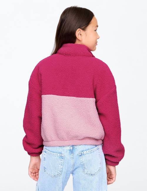 Kids Recycled Relaxed Sherpa Quarter-Snap Sweatshirt
