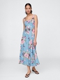 Linen-Blend Square-Neck Maxi Dress