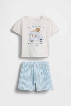 B K2W SS GRAPHIC TEE WVN SHORT SET
