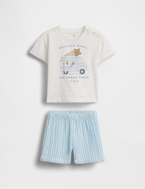 B K2W SS GRAPHIC TEE WVN SHORT SET
