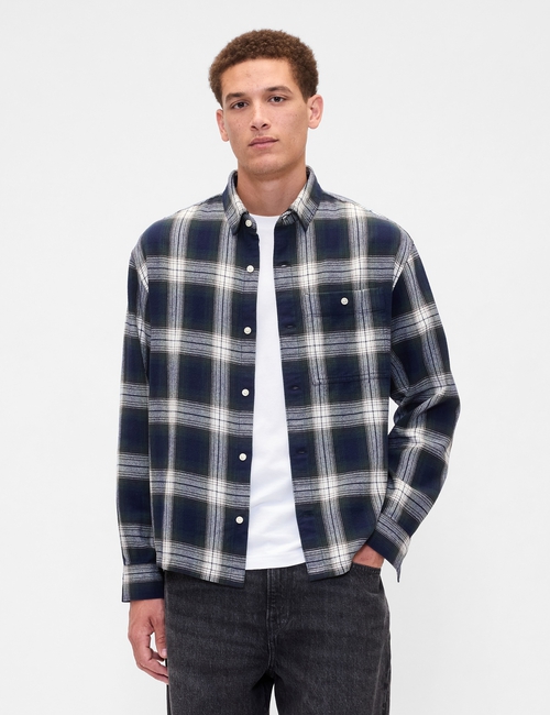 V-LS BOXY FLANNEL