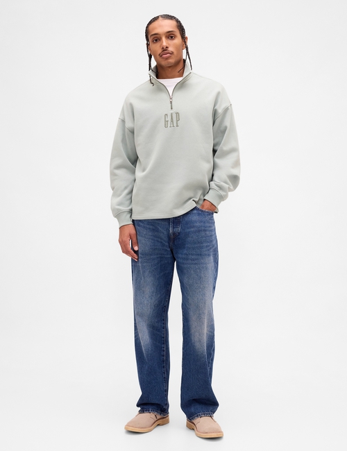 VintageSoft Oversized Logo Quarter-Zip Pullover