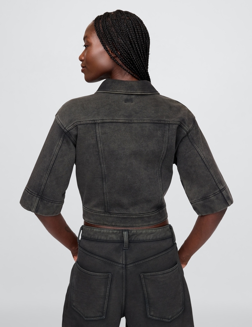 Heavyweight French Terry Denim Cropped Jacket