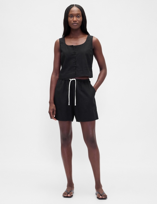 Linen-Blend Easy Shorts