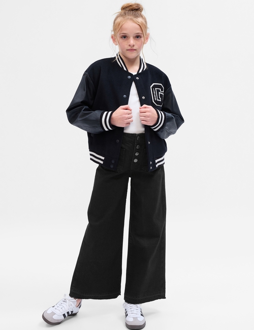 Kids High Rise Stride Wide-Leg Ankle Jeans