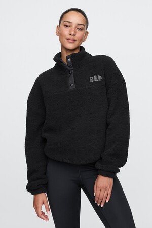 Relaxed Recycled Sherpa Quarter-Snap Sweatshirt