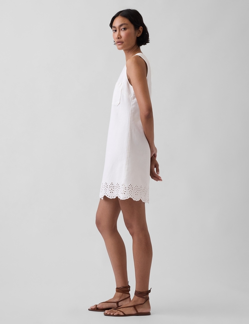 SL EYELET TRIM SHIFT DRESS