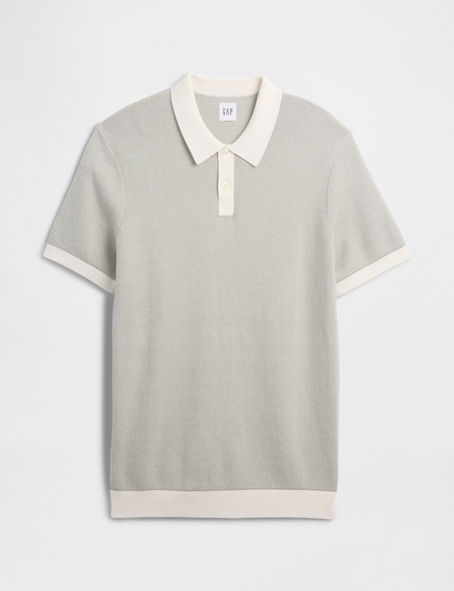 V-SS BIRDSEYE POLO SWEATER