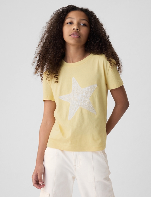 تي شيرت برسمة مطرزة بترتر للأطفال