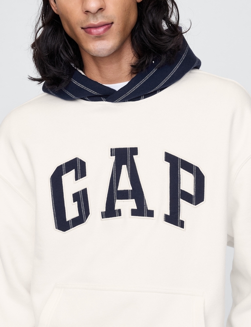 Vintage Soft Striped Logo Hoodie