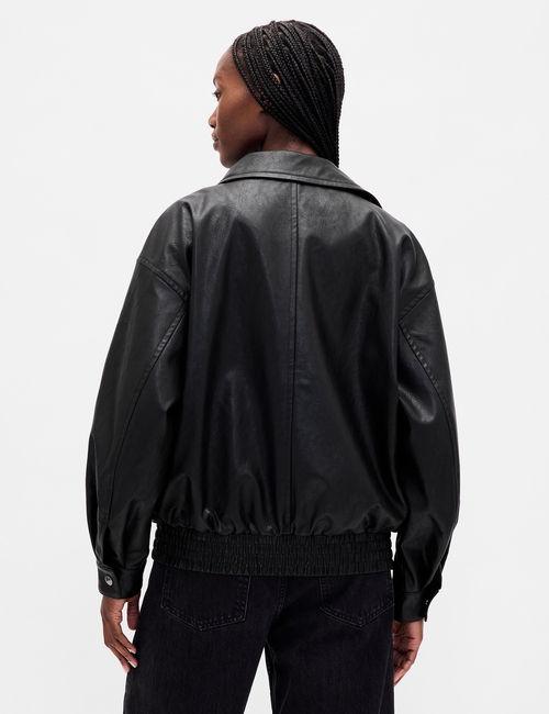 OVERSIZED FAUX LEATHER BOMBER