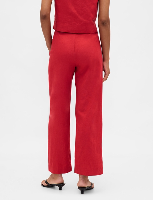 Linen-Blend Relaxed Straight Ankle Pants