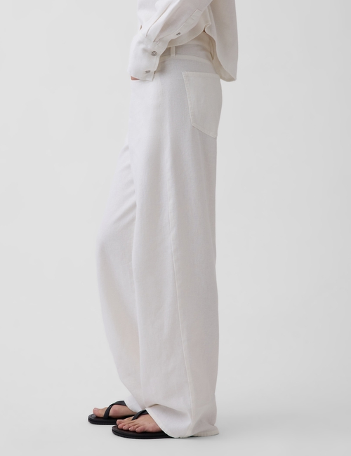 Linen-Cotton Wide-Leg Pants
