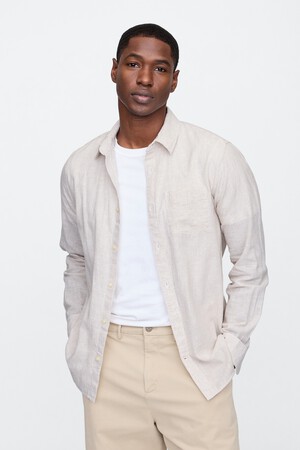 Linen-Blend Shirt in Standard Fit