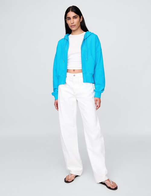 French Terry Oversized Zip Wedge Hoodie
