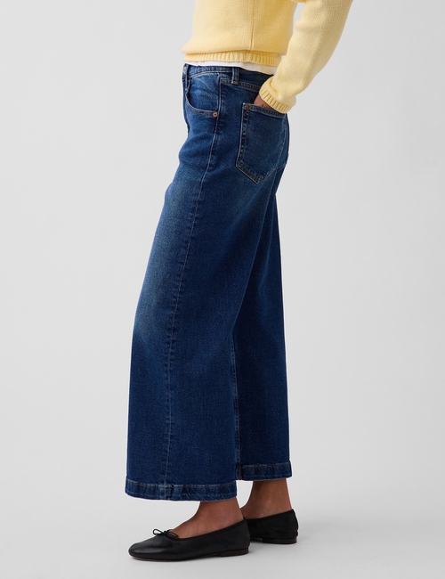 High Rise Stride Wide-Leg Ankle Jeans
