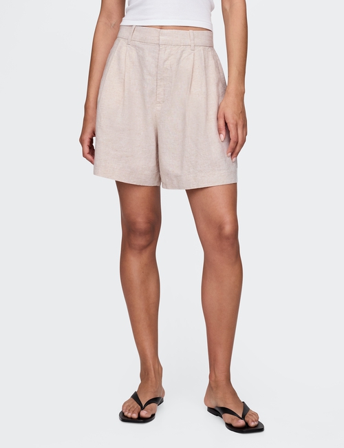 365 High Rise Linen-Blend Shorts