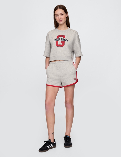 VintageSoft Cropped Elbow-Sleeve Sweatshirt