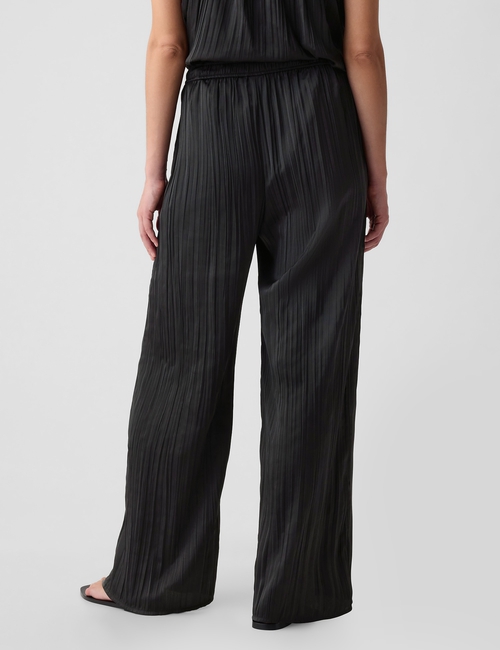 Crinkle Texture Satin Pants