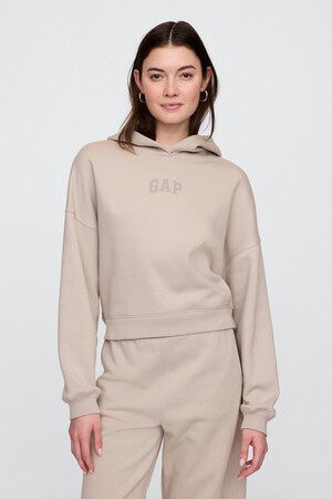 Relaxed Gap Mini-Logo Cropped Hoodie