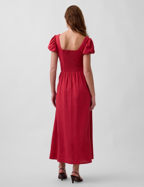 Linen-Blend Drop-Waist Maxi Dress