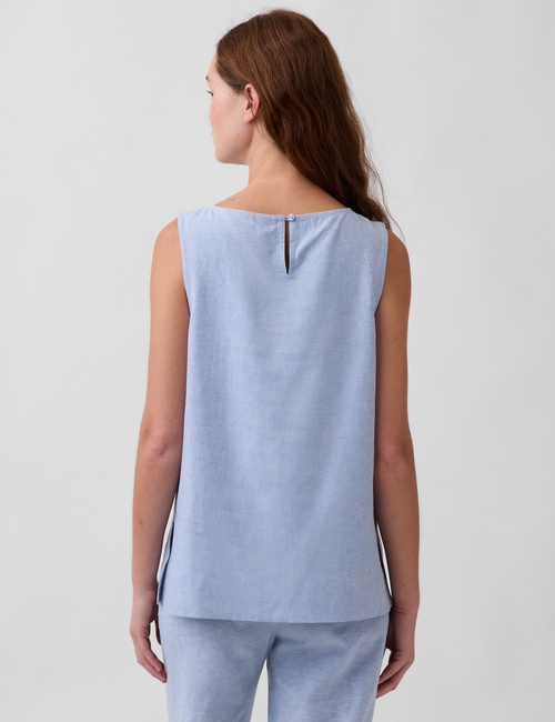 Linen-Blend Shell Tank Top