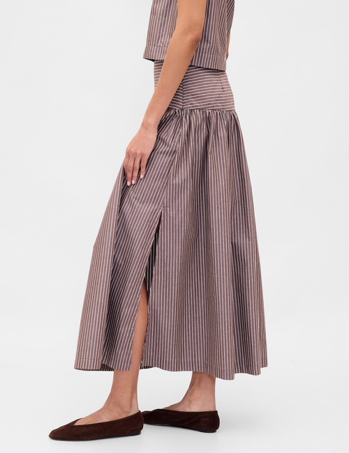 Poplin Drop-Waist Maxi Skirt