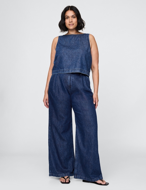 365 High Rise UltraSoft Denim Pleated Trousers