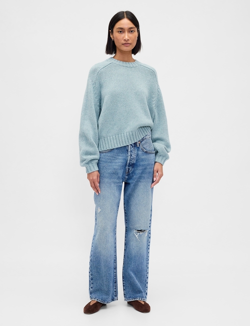 Relaxed Saddle-Sleeve Crewneck Sweater
