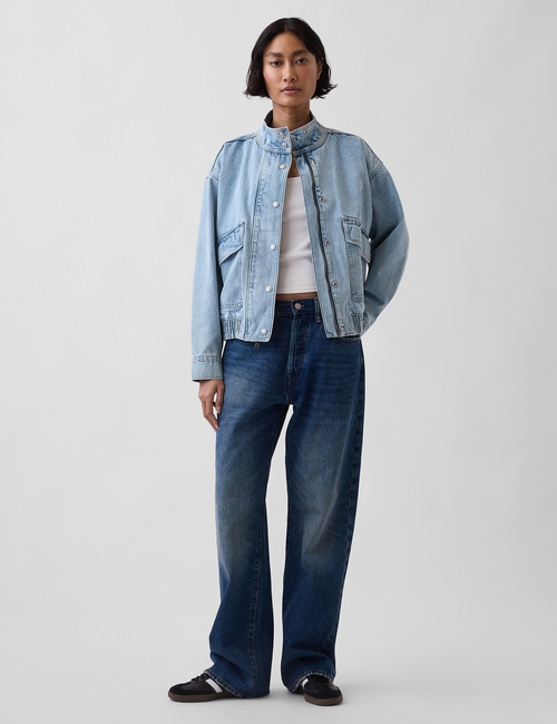 Oversized Denim Bomber Jacket