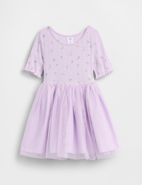Baby & Toddler Pointelle & Tulle Mixed Media Dress