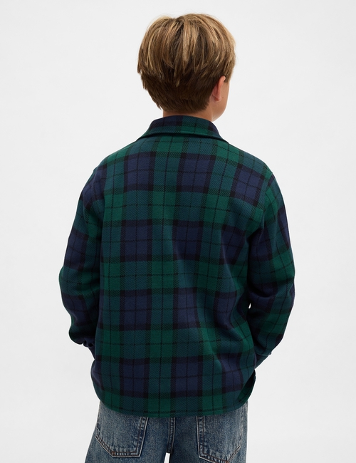 Kids Cozy Plaid Button-Front Shirt