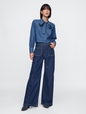 Denim Tie-Neck Shirt