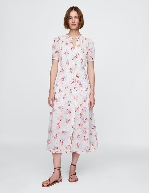 Gap × DÔEN Pintuck Floral Midi Dress