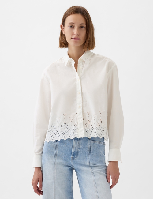Eyelet Cropped Shirt